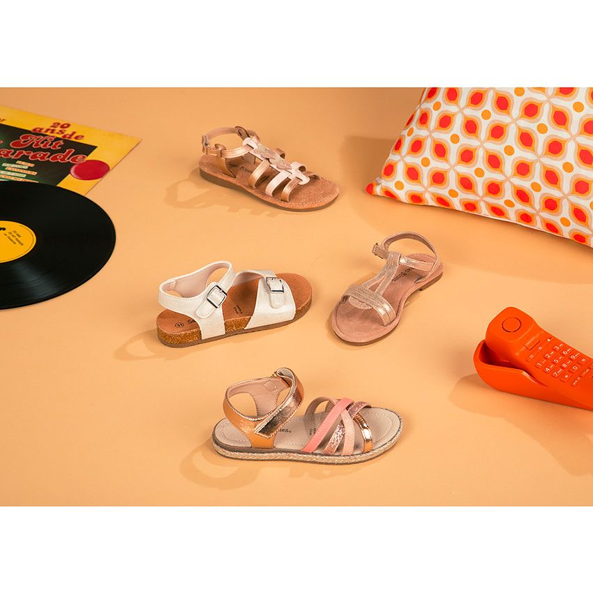 NU PIED ROSE CLAIR POUDRE VELCRO ARRIERE + LANIERES - Rose