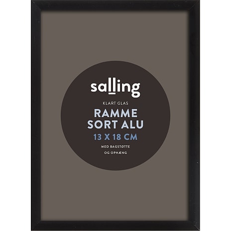Sort ramme m. glas - 13x18 cm