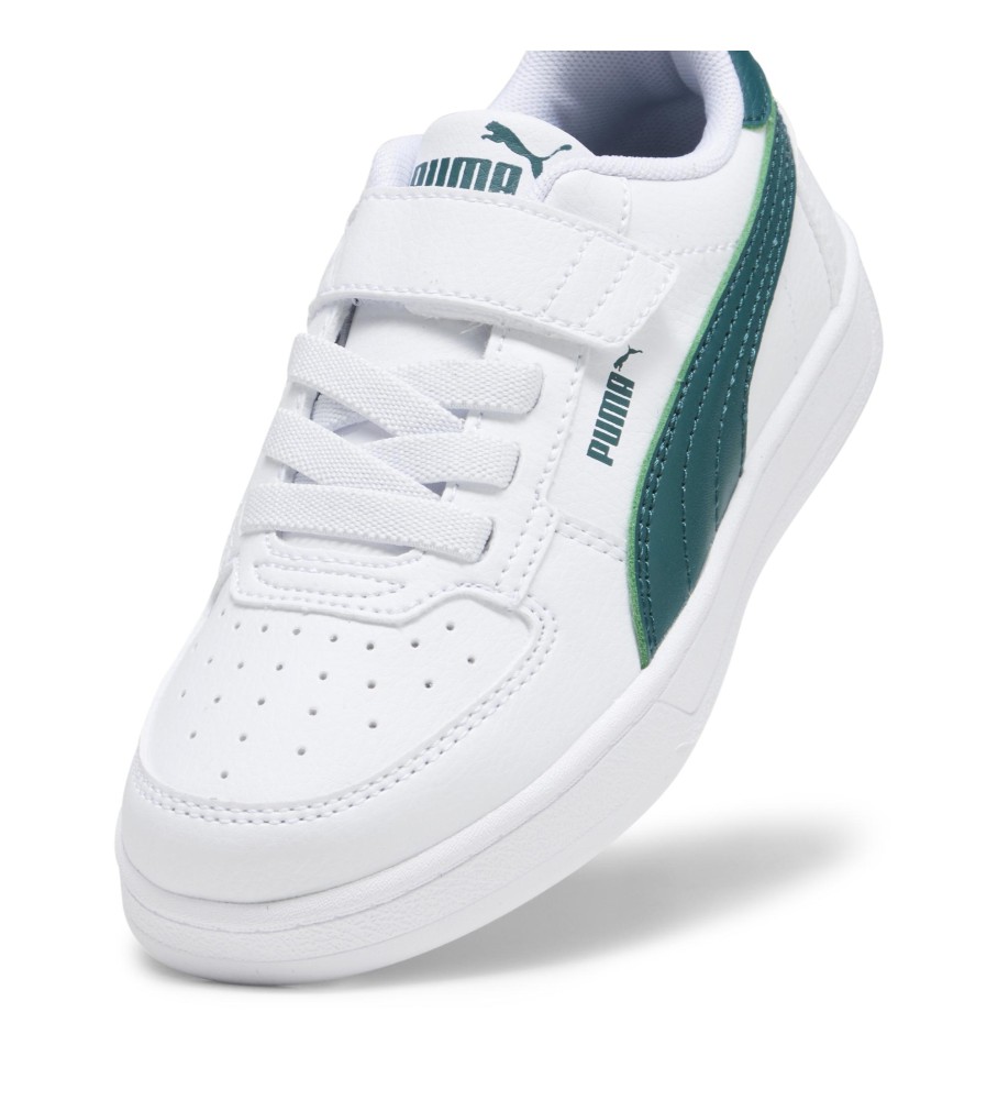 Tênis Puma Caven 2.0, branco e verde.