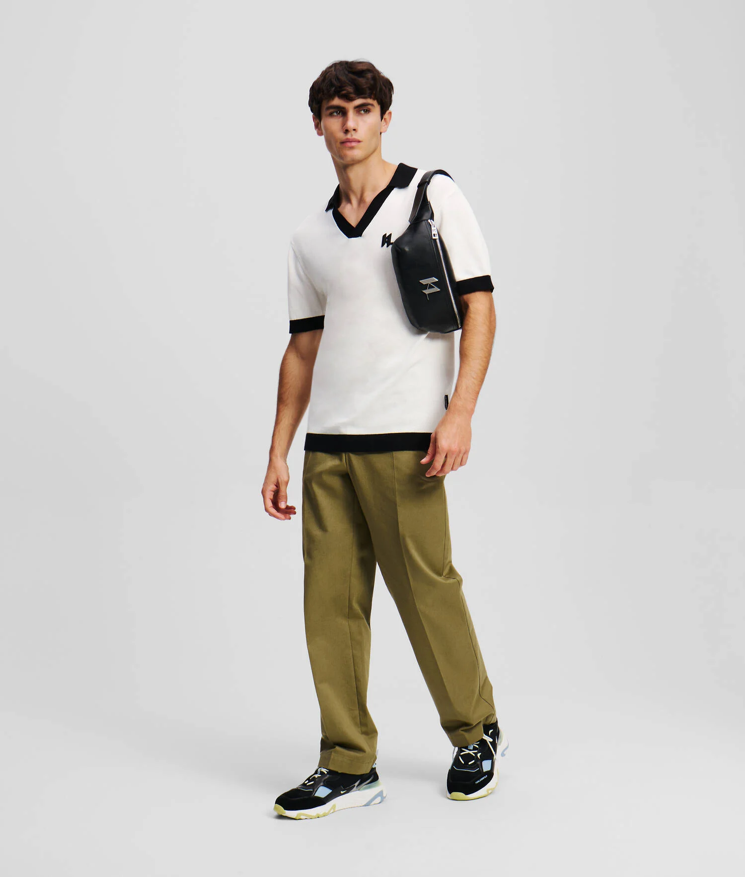 POLO EN TRICOT IMPRIMÉ KL MONOGRAM - Crème Cannoli