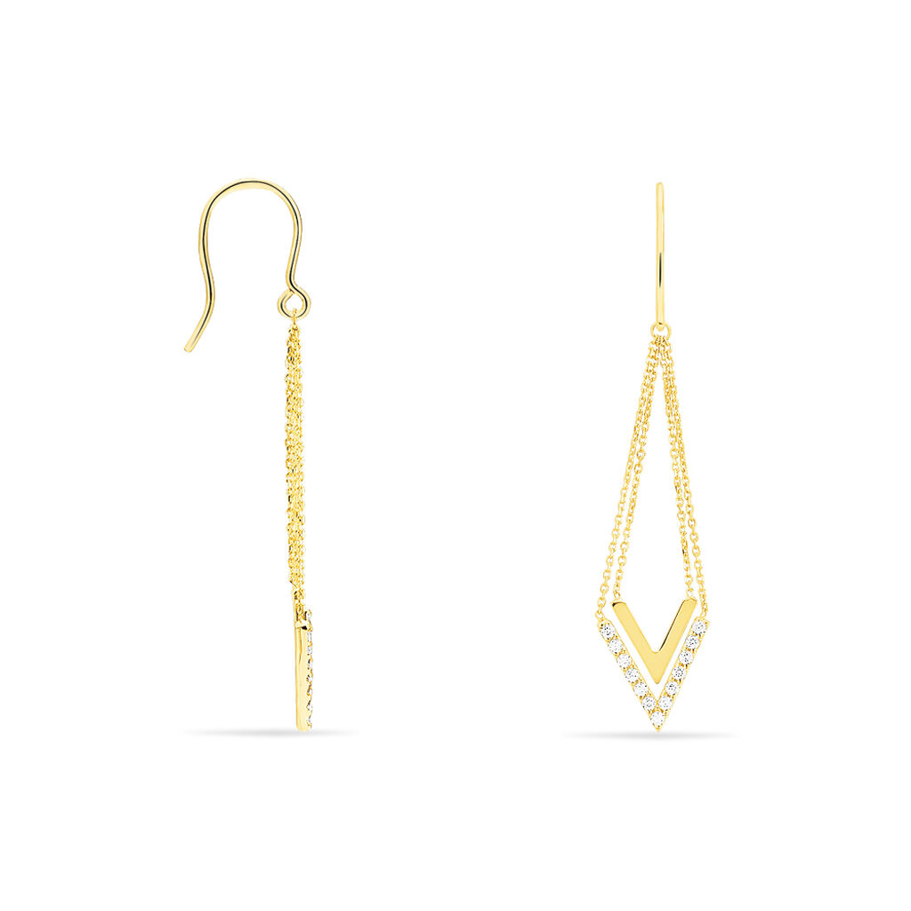 Boucles D'oreilles Pendantes Daina Or Jaune Oxyde De Zirconium