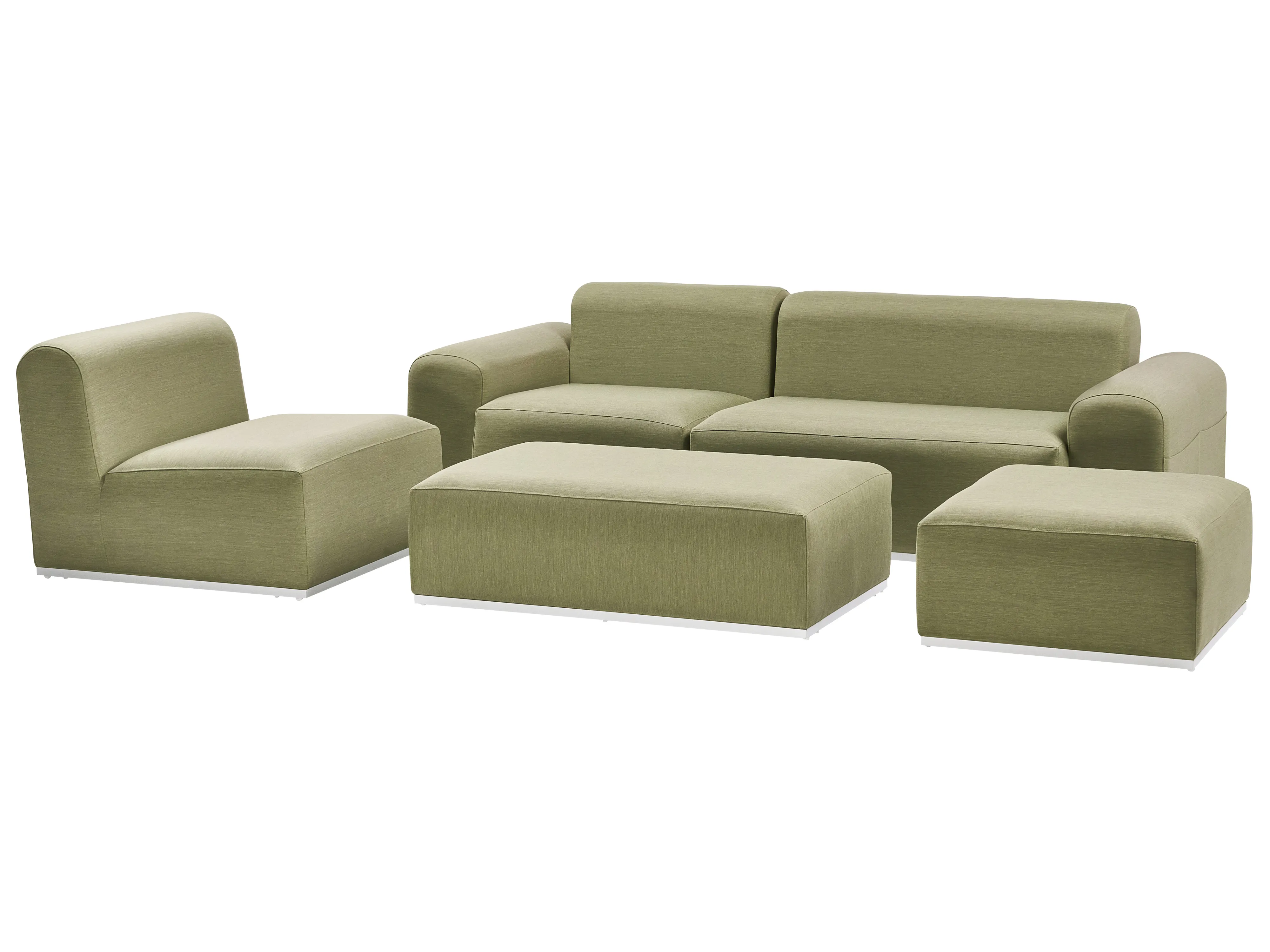 Tuin loungebank met ottomaan 7-zits BATTIFOLLO modulair Olijfgroen