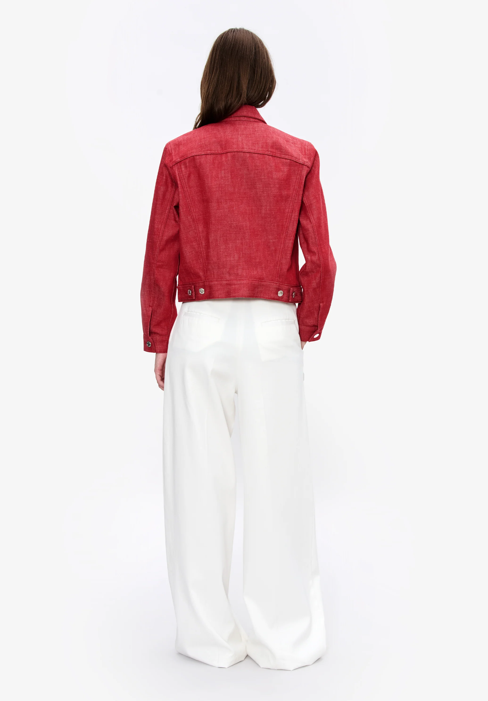 veste en denim - Rouge