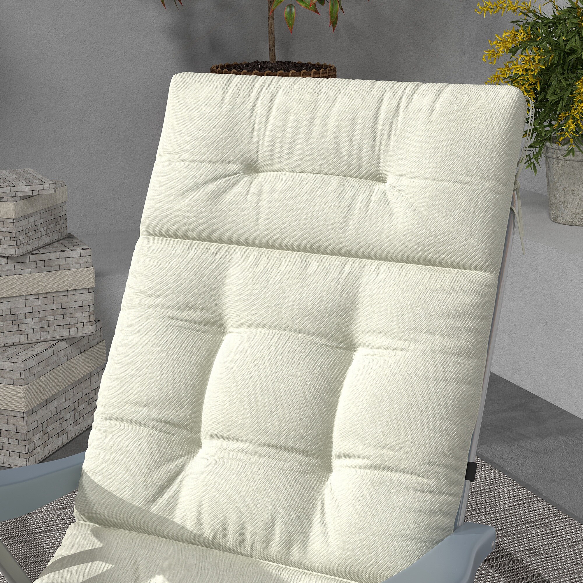 Outsunny Sitzkissen mit 180g/? Polyester weiß 200L x 60B x 13H cm