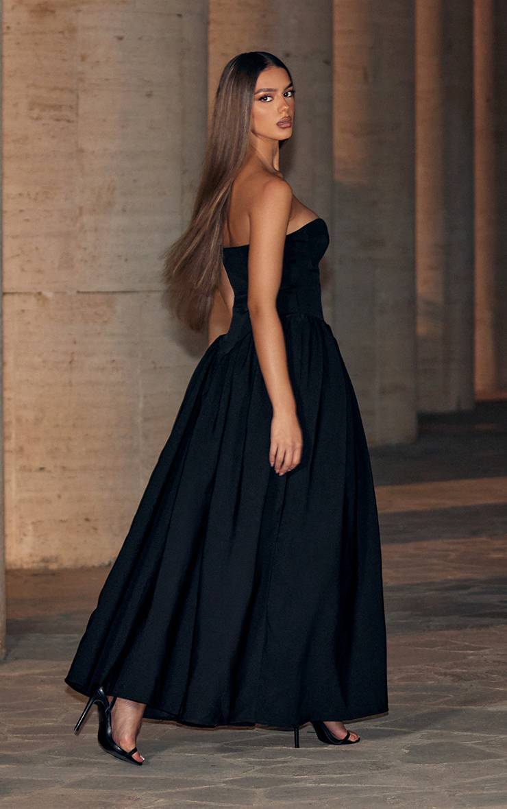 Noir Robe Corset Midi Premium Avec Armatures