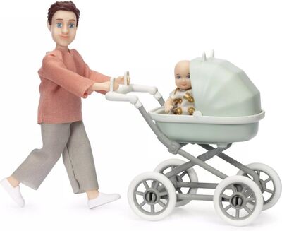 Lundby Dukke Med Baby Og Vogn
