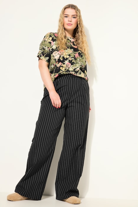 Nadelstreifen-Hose, Wide Legs, High Waist