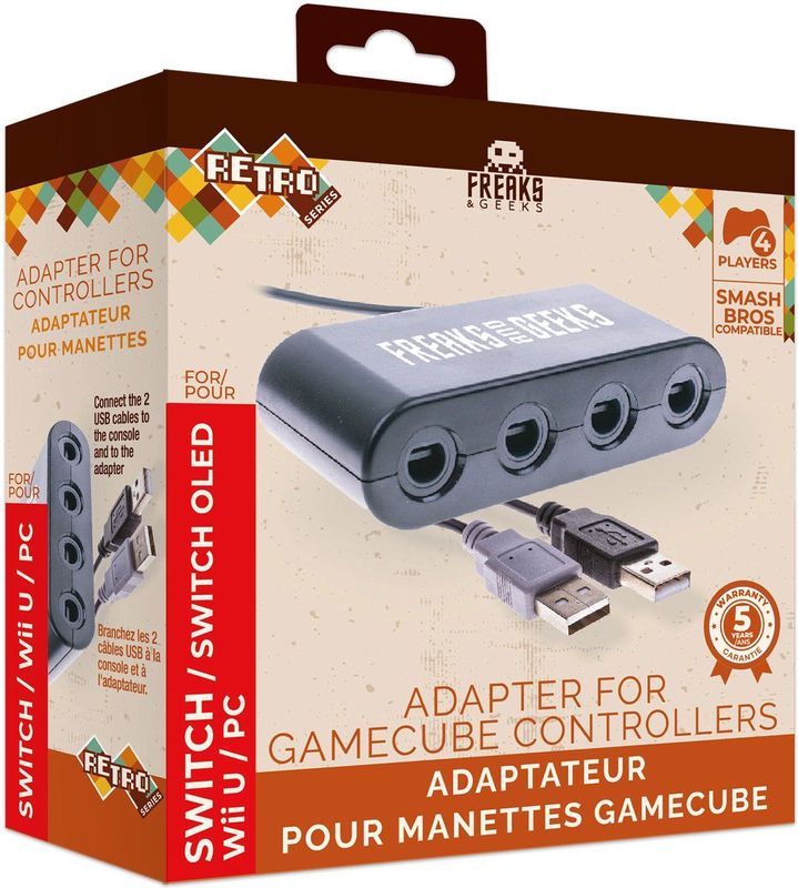 Freaks and Geeeks Adapter voor 4 Game Cube Controllers op Switch en Wii U
