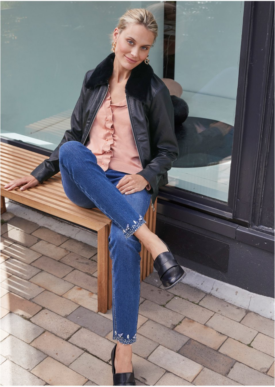 Gilet en maille avec col ruché