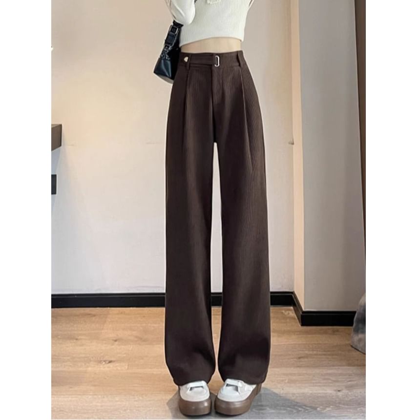 Dovitade - Hoge taille effen corduroy losse broek