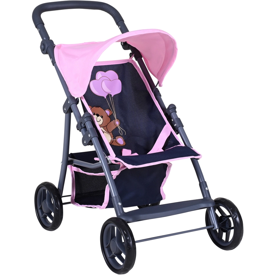 knorr toys® Puppenbuggy Liba - Navy pink bear blau