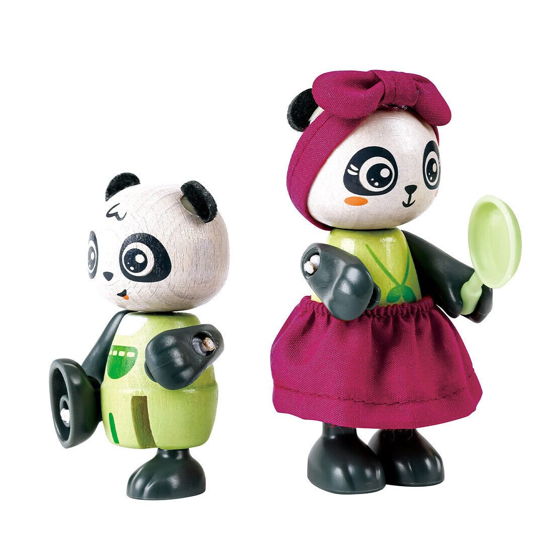 Hape poppenhuis met inrichting en pandafamilie