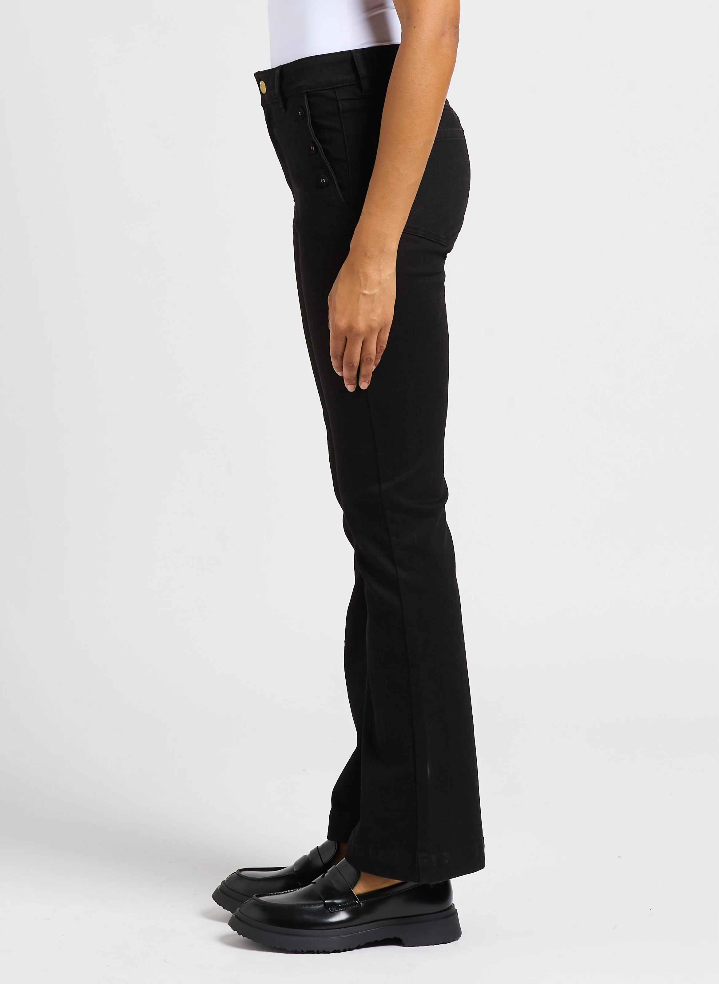 Jean boot-cut en coton mélangé | Noir