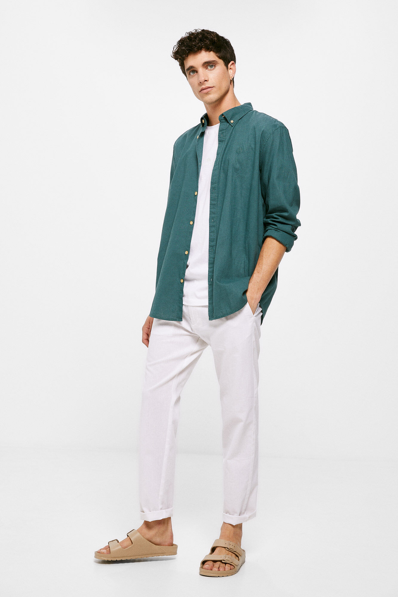 Camisa de linho, cor azul