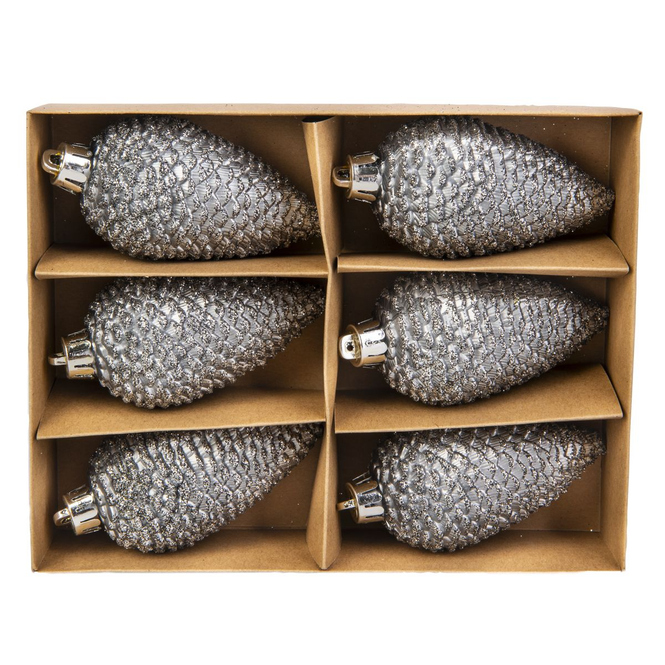 Baumhänger - Zapfen - bruchfest - anthrazit - ca. 8 cm - 6 Stück