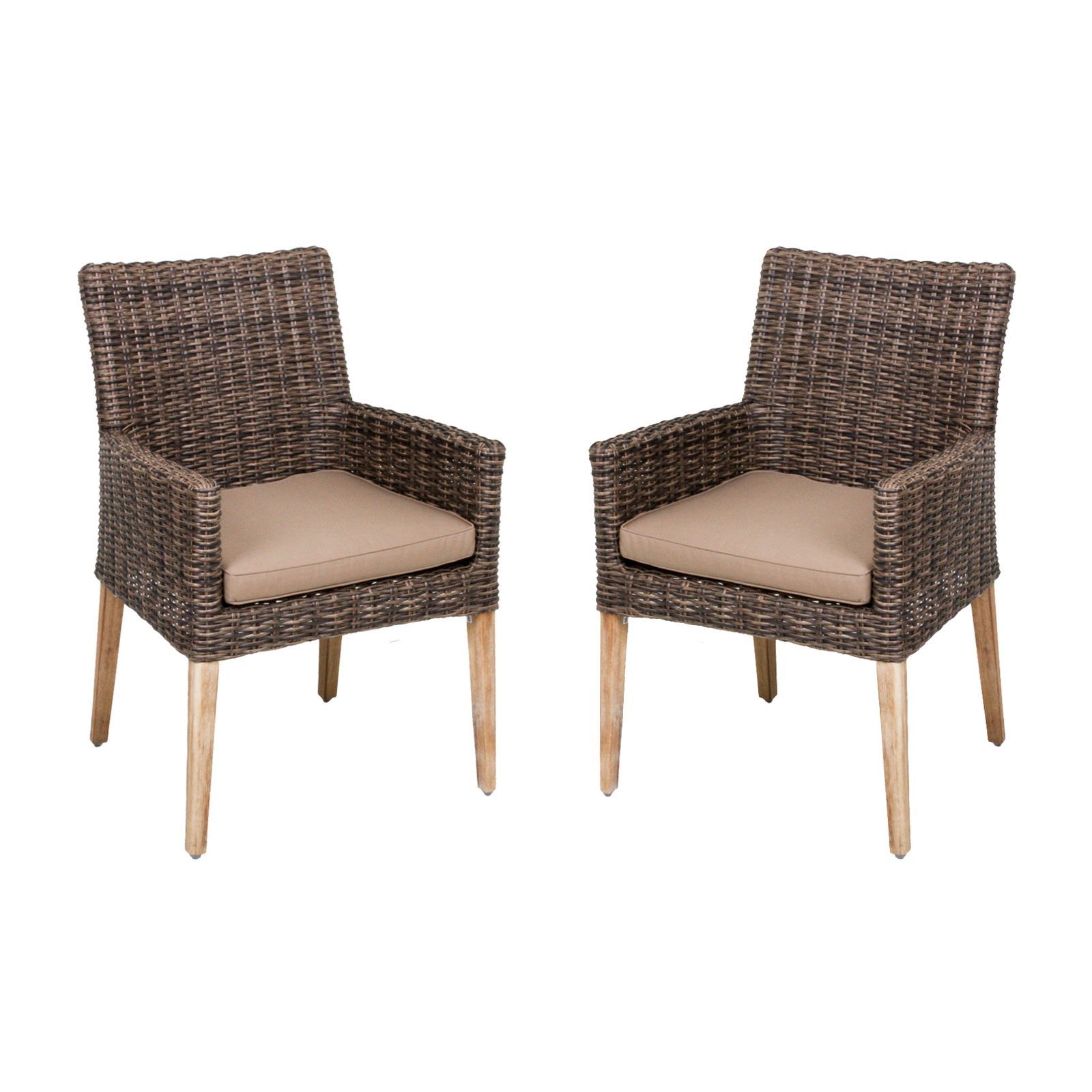 Armstuhl NORVELL - braun-taupe - Akazie - Polyrattan