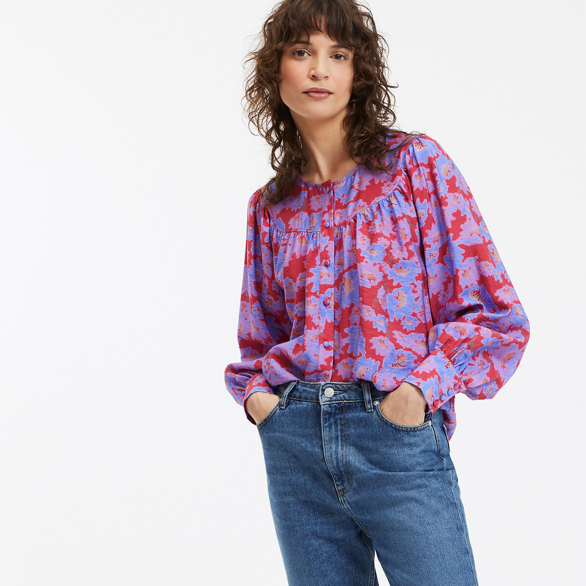 COLEÇÃO LA REDOUTE<br>Blusa oversized em viscose, estampa floral