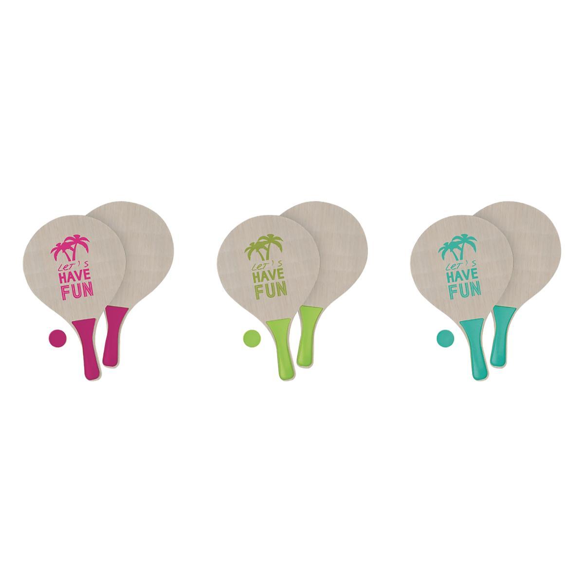SET 2 RAQUETTES PLAGE BOIS AVEC BALLES