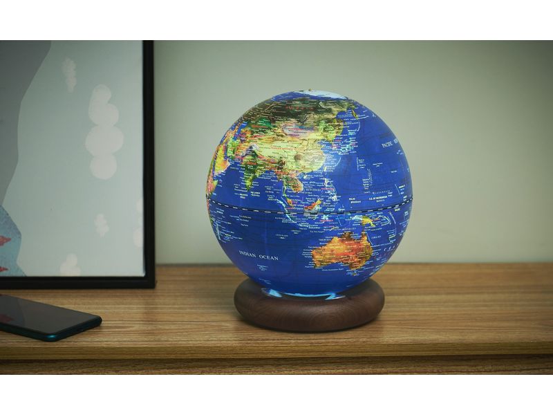 Gingko LED Stimmungslicht AtlasGlobe 20 cm Braun/Dunkelblau Weltkarte im Lampendesign