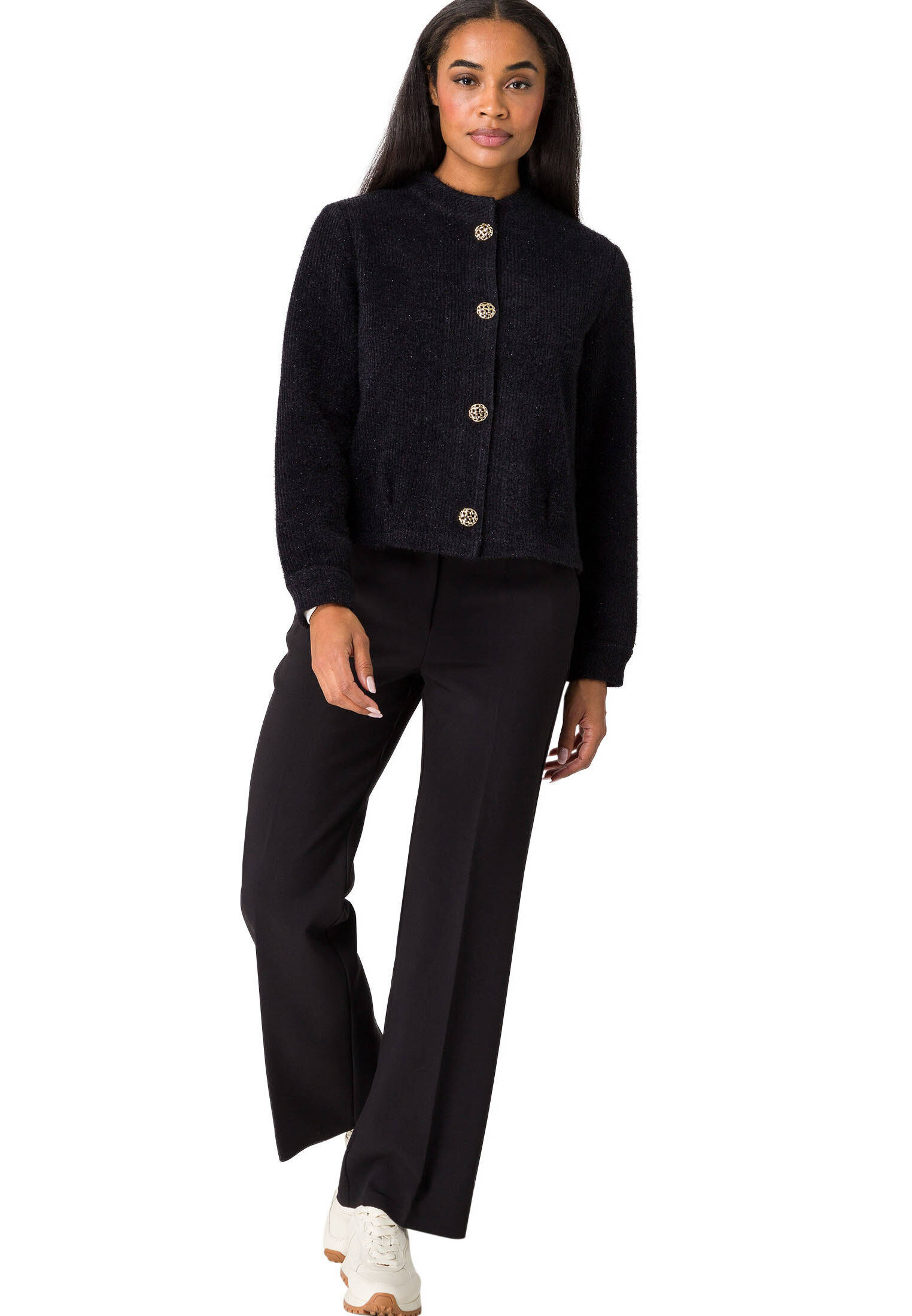 zero| Damen Sweatshirtjacke mit Knöpfen