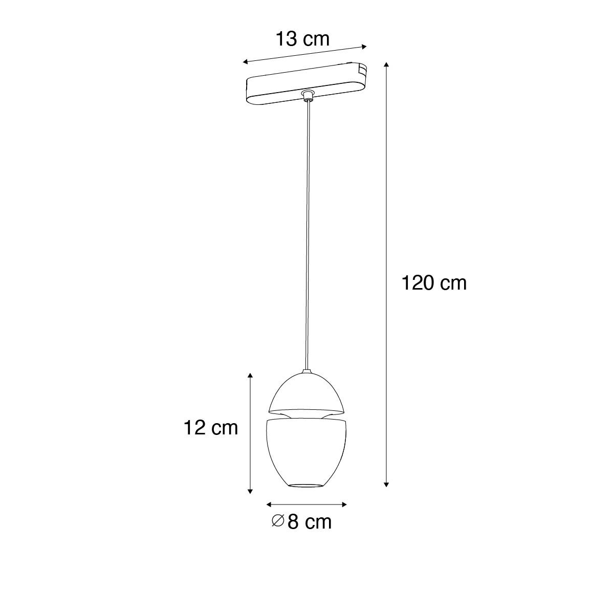 Moderne hanglamp zwart voor railsysteem 1-fase incl. LED - Magnetic Eggy