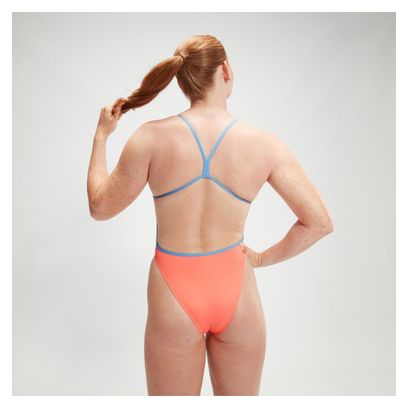 Maillot de Bain Femme Speedo Solid Vback Training Orange / Bleu