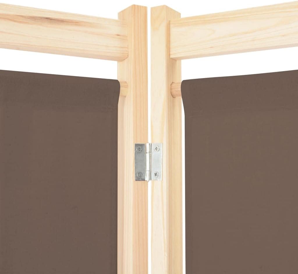 vidaXL Holz Raumteiler 5-TLG. Paravent Trennwand Umkleide Sichtschutz Spanische Wand Raumtrenner Stellwand Braun 200x170x4 cm Stoff Klappbar Platzsparend IY5536050