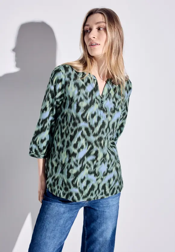 Bluse mit modernem Print - strong khaki