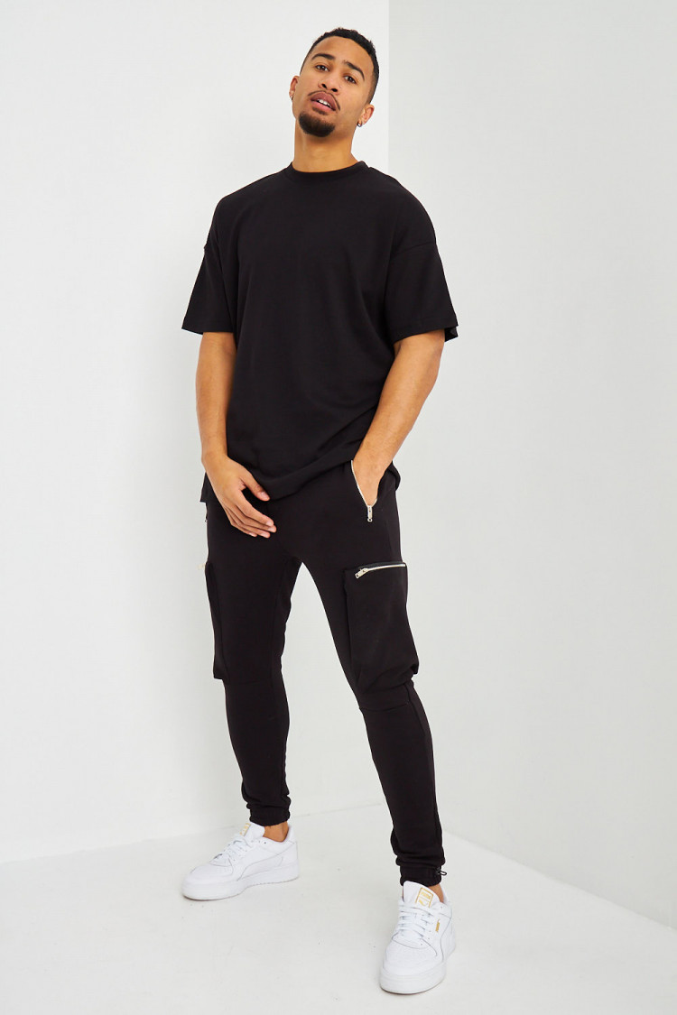Pantalon de jogging noir à poches cargo