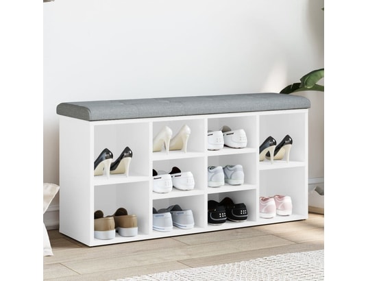 VIDAXL - Banc à chaussures blanc 102x32x50 cm bois d'ingénierie