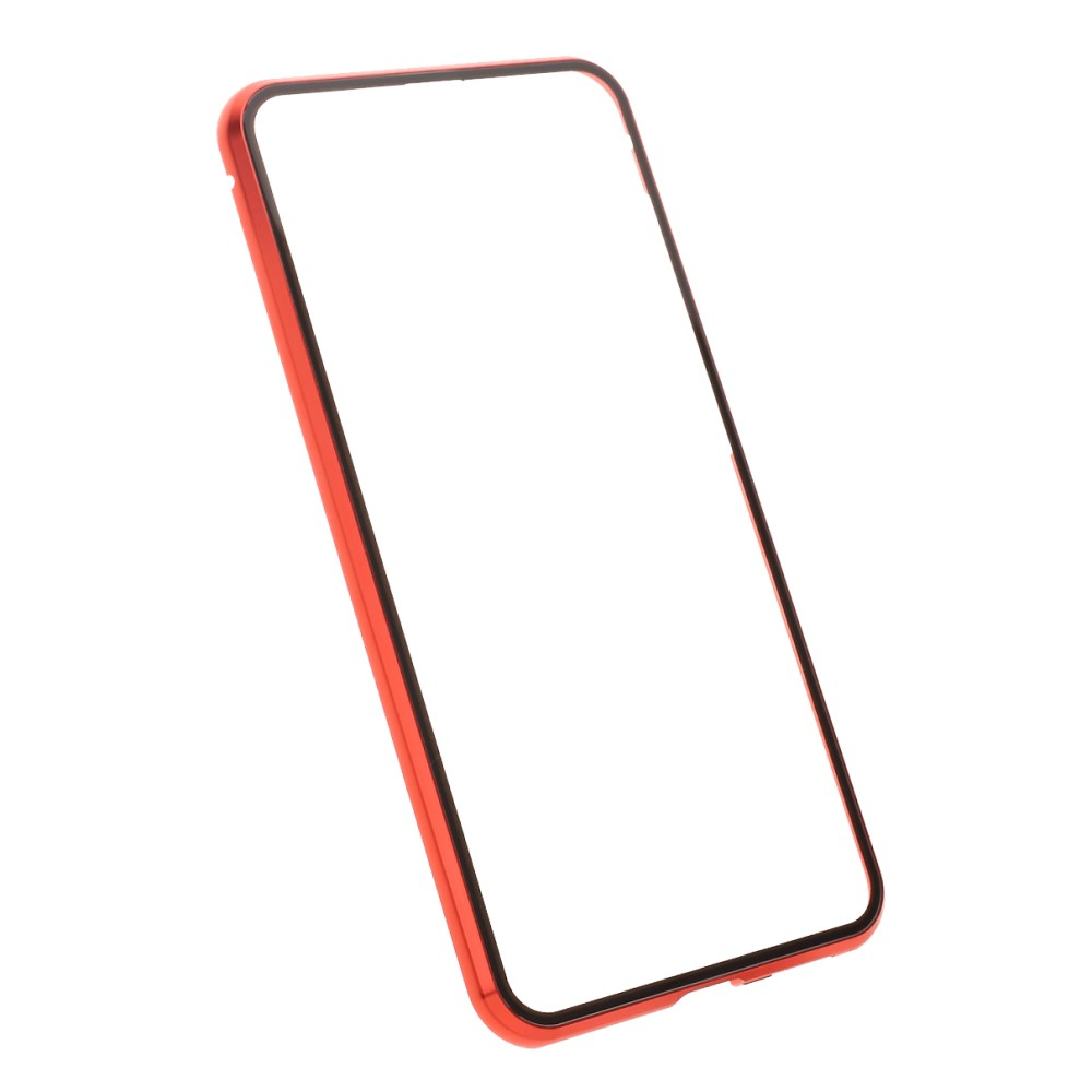 Samsung Galaxy S21 FE 5G Magnetische Alu Schutzhülle mit Panzer Glas Backcover   Displayschutz (Magnet-Technologie) - Rot