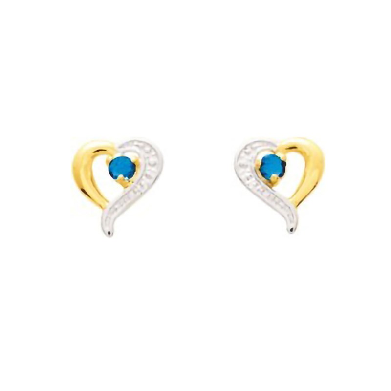 Boucles d'oreilles femme - saphir - Or 9 Carats