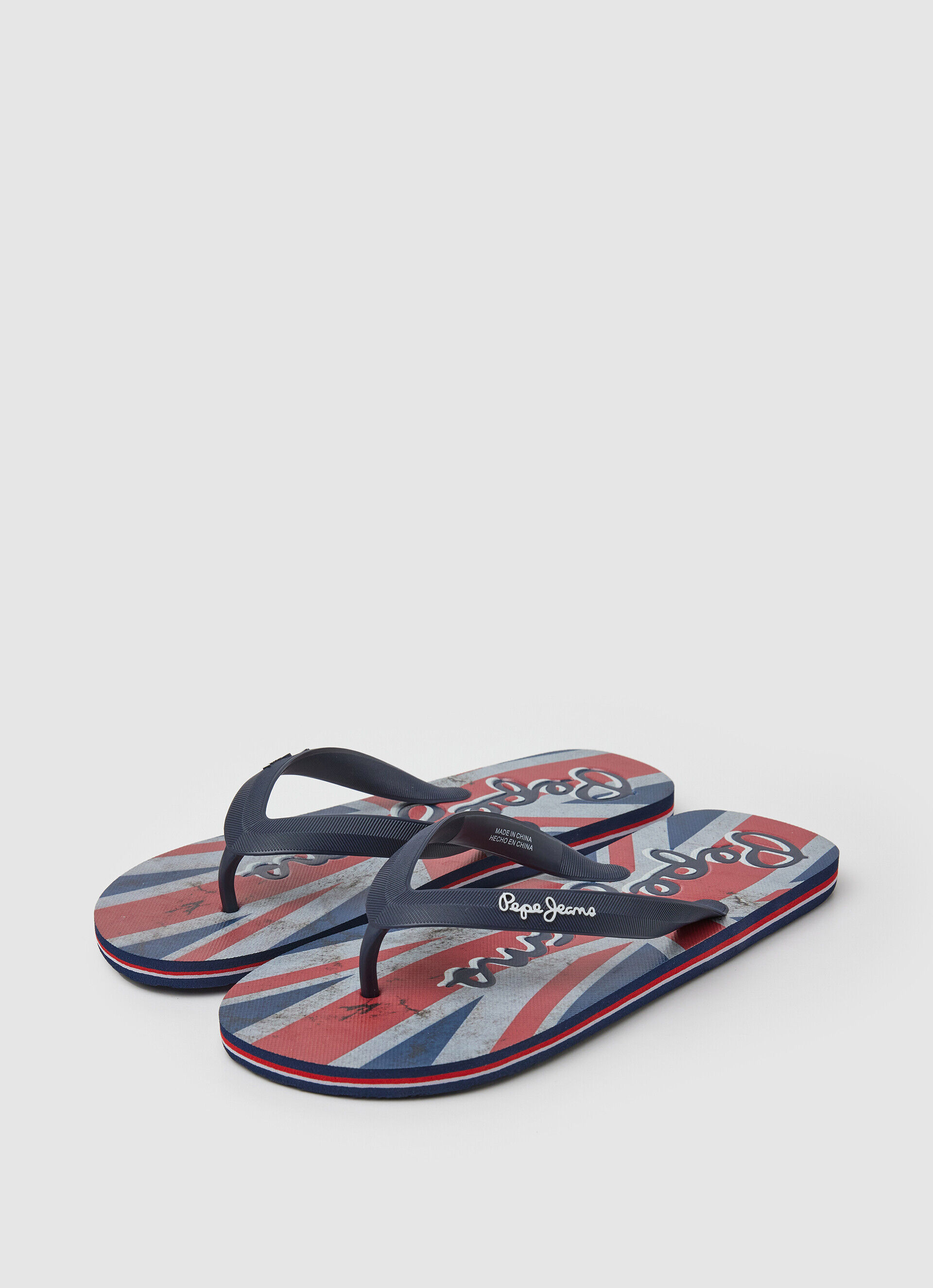 Chinelo de praia com a bandeira do Havaí - azul jeans escuro