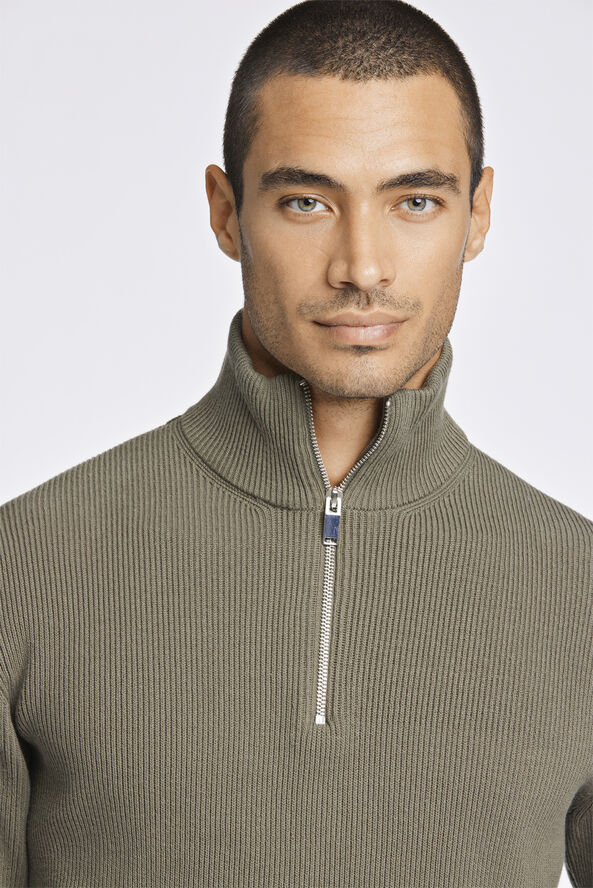 Lindbergh Half zip rib knit Army