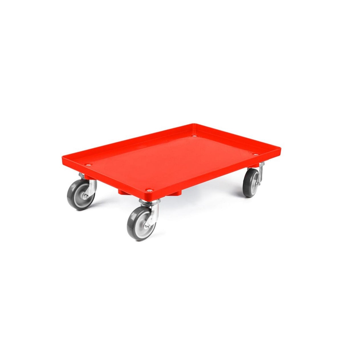 PROREGAL Voordeelset 2x Transportwagens voor Euroboxen 60 x 40 cm met Rubberen Wielen, Rood, Gesloten Dek, 2 Zwenkwielen en 2 Remwielen, Draagvermogen 300 kg
