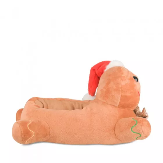 Chaussons peluche Noël MARRON MERRY SCOTT