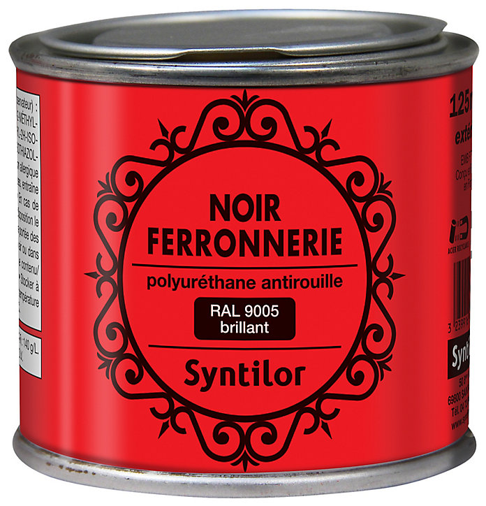 Peinture extérieure fer antirouille noir brillant Syntilor 125ml
