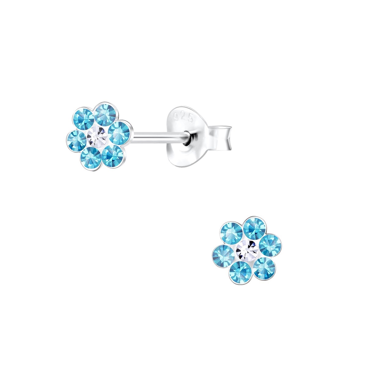 Boucles d'oreilles enfant fleur de cristal en argent 925