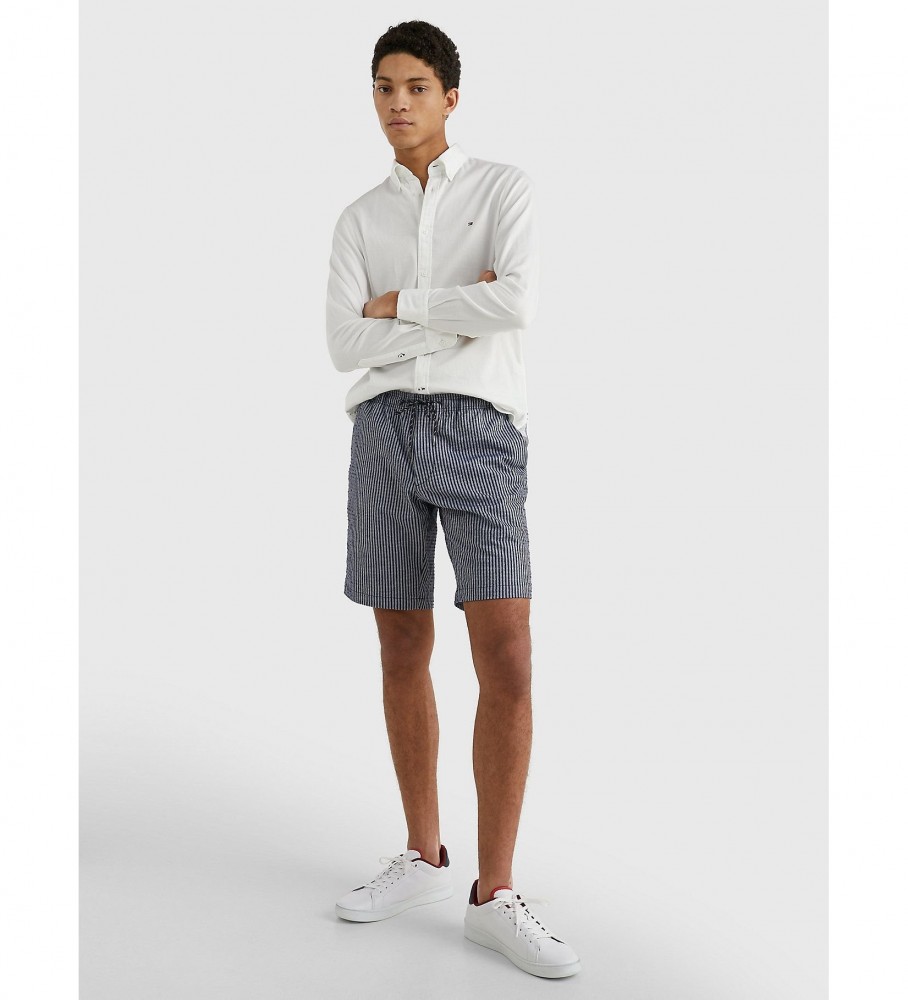Camisa Tommy Hilfiger TH Flex em branco texturizado acinzentado