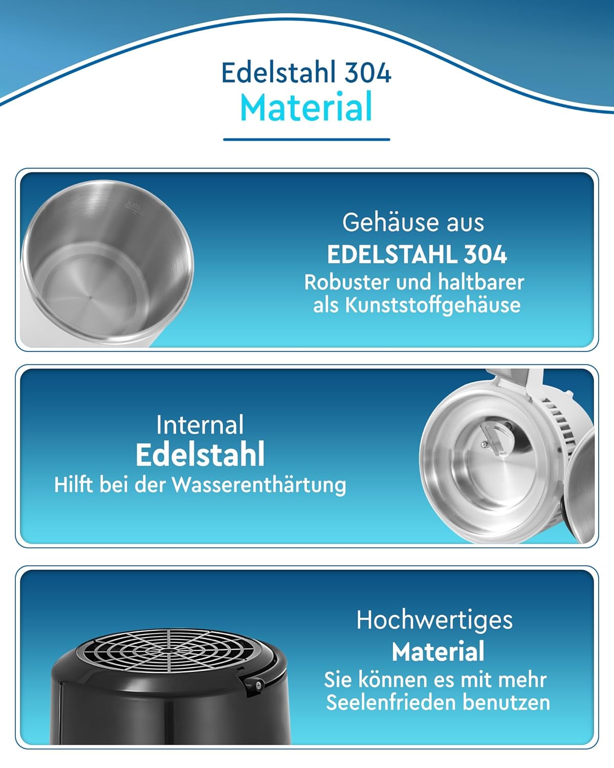 FoundGo Edelstahl Wasserdestilliergerät [750W 1L/H] Automatischer Wasserdestillierer mit Glaskanne für Reines Trinkwasser