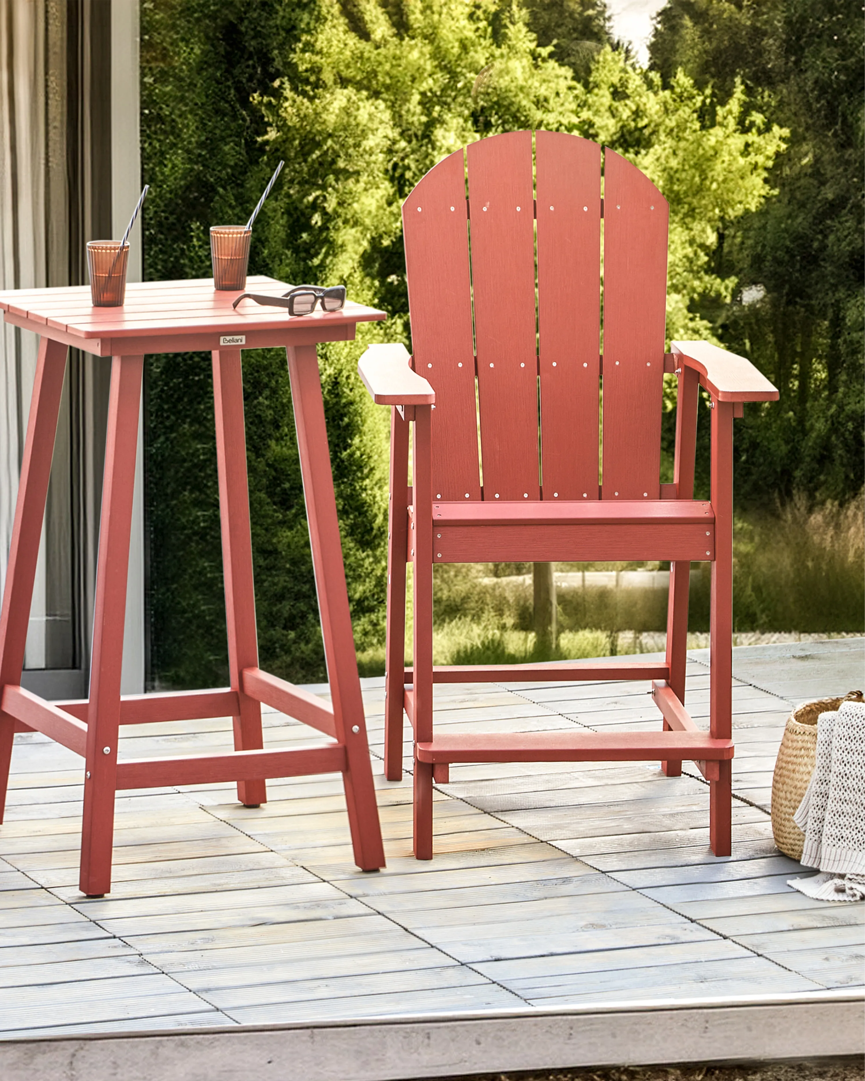 Tuin barkruk ADIRONDACK Synthetisch materiaal Rood