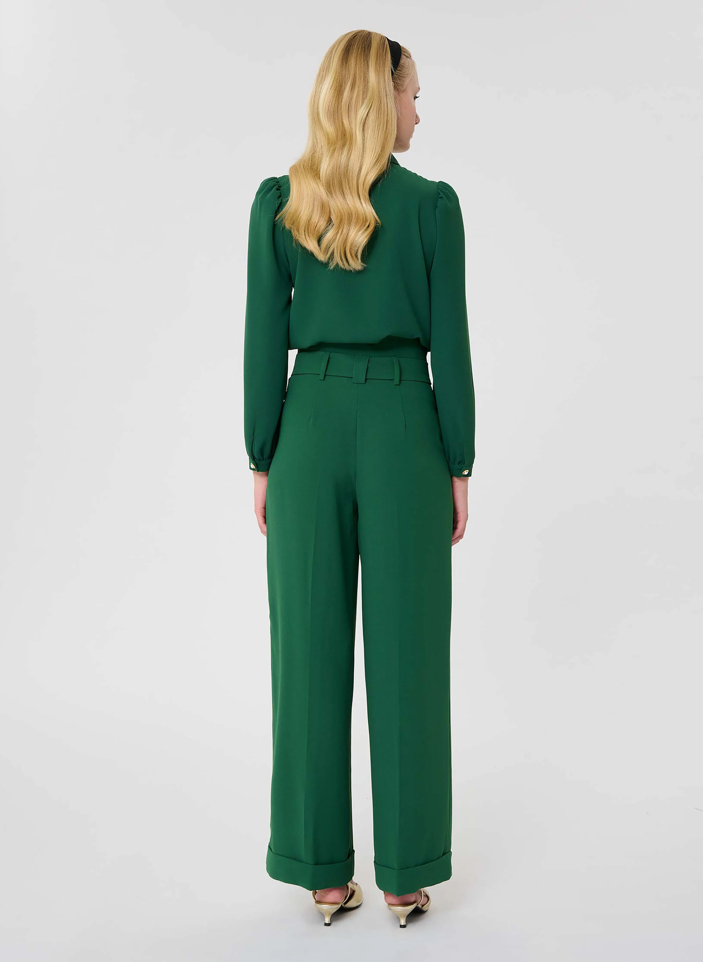 PIA - Pantalon large taille haute | Vert