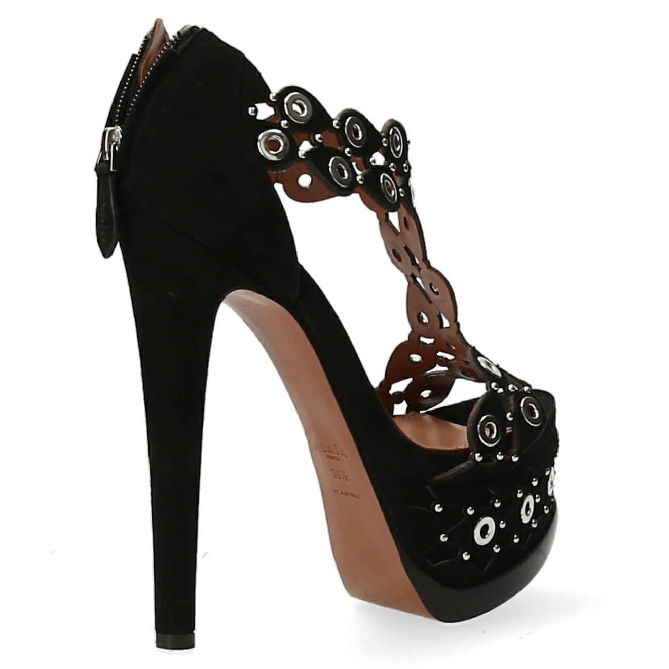 Alaïa Sandales en Velours de Cuir noires - Talon 15 cm