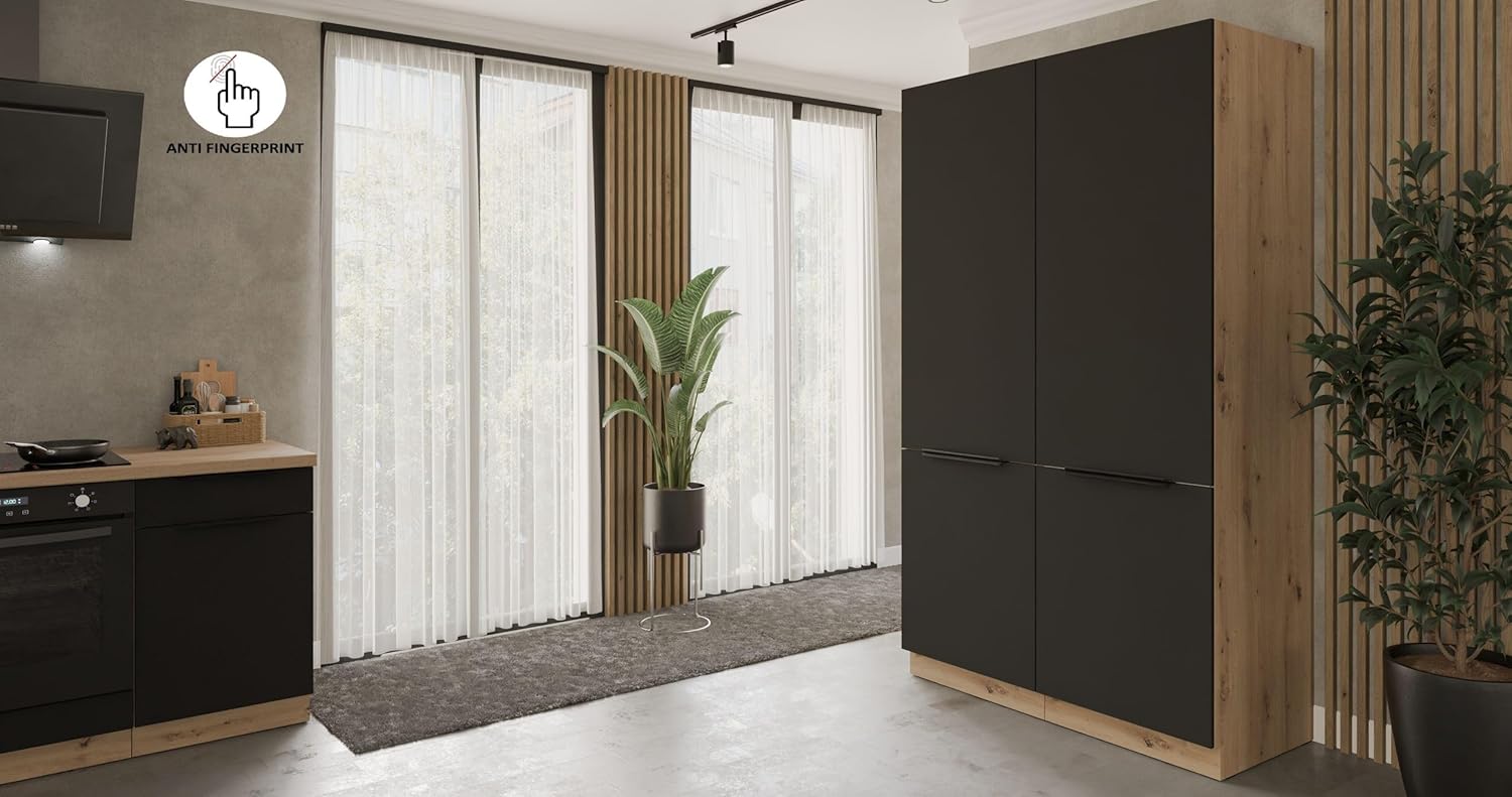 Kuechen-preisbombe Winkelküche ARIA K-AR Ecke 1-215 x 220 + 120 cm Anti Fingerprint Küchenzeile Küchenblock Singleküche Einbauküche Küche Eckküche