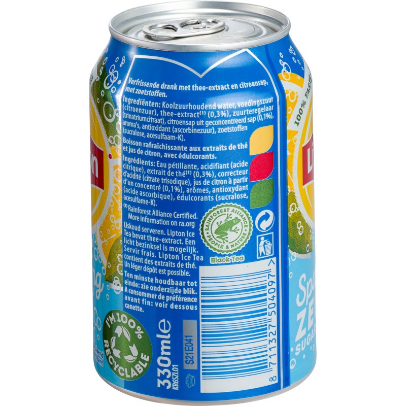 Lipton Ice Tea Zero Pétillant 33 cl - 24 canettes
