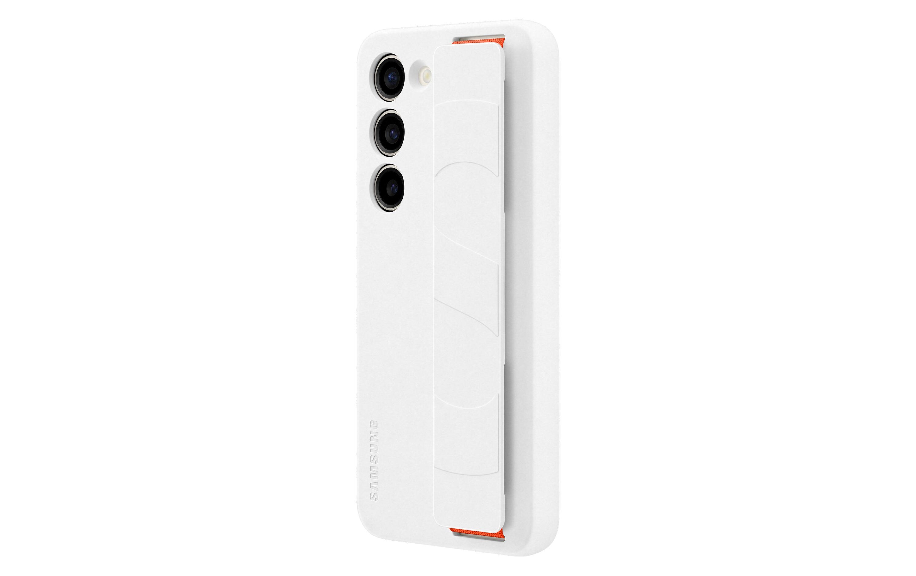 Back Cover Silicone Grip Galaxy S23 WeissSchutzhülle mit Handriemen für das Samsung Galaxy S23