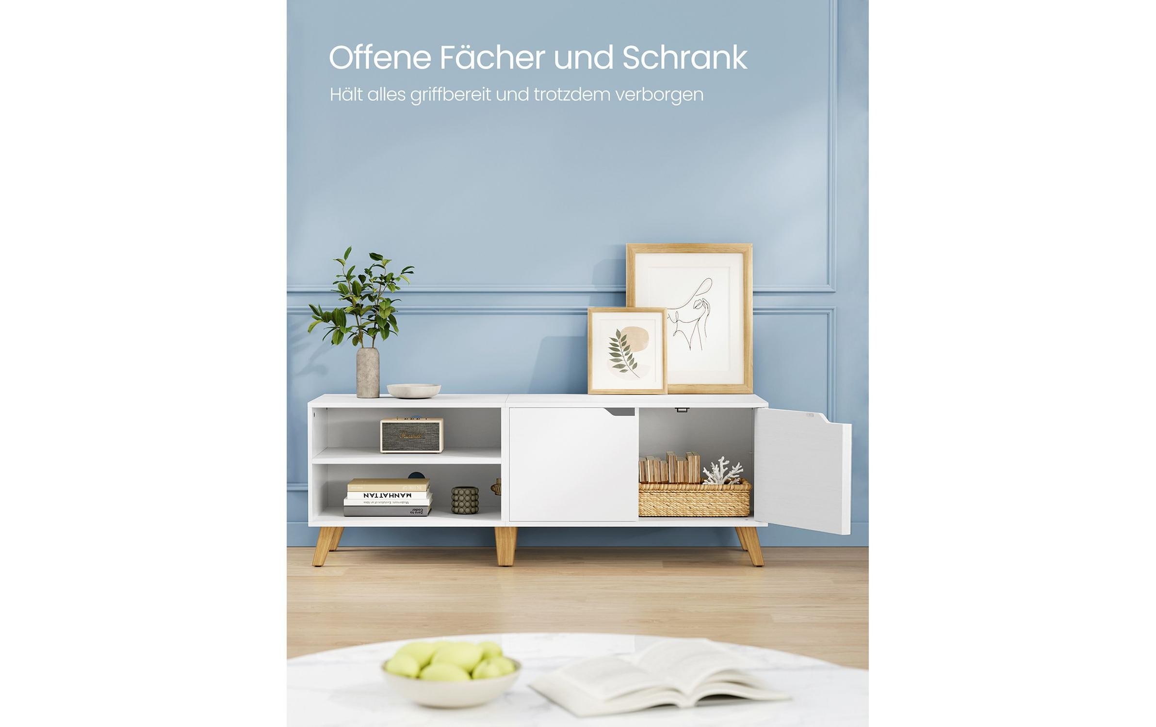 TV-Möbel 140 x 40 x 45 cm, WeissTV-Schrank mit 2 Türen