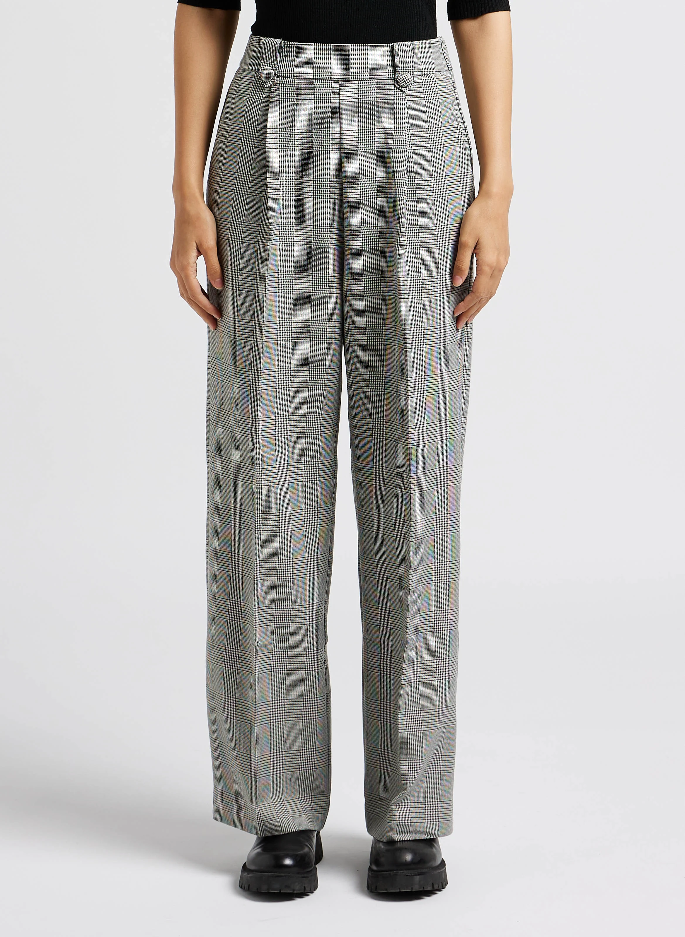 LAROCHE - Pantalon large à carreaux| Noir