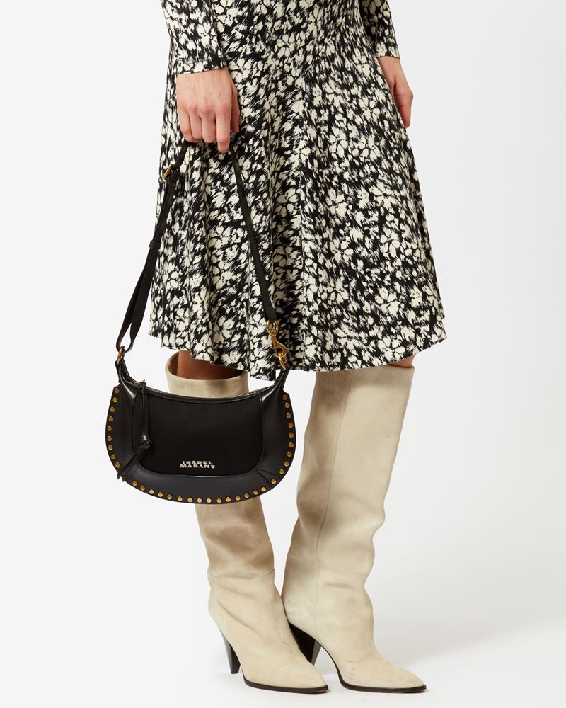 SAC PORTÉ ÉPAULE EN CUIR ET COTON OSKAN MOON