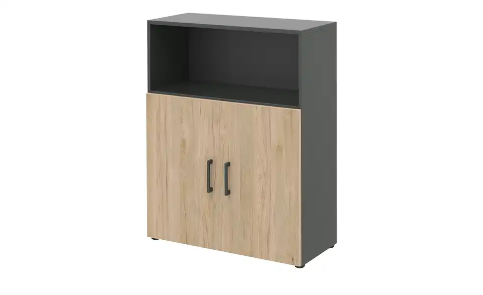 Aktenschrank Kasai 2 Türen / 2 Schubkästen 107,2 cm Anthrazit, Eiche (Nachbildung)